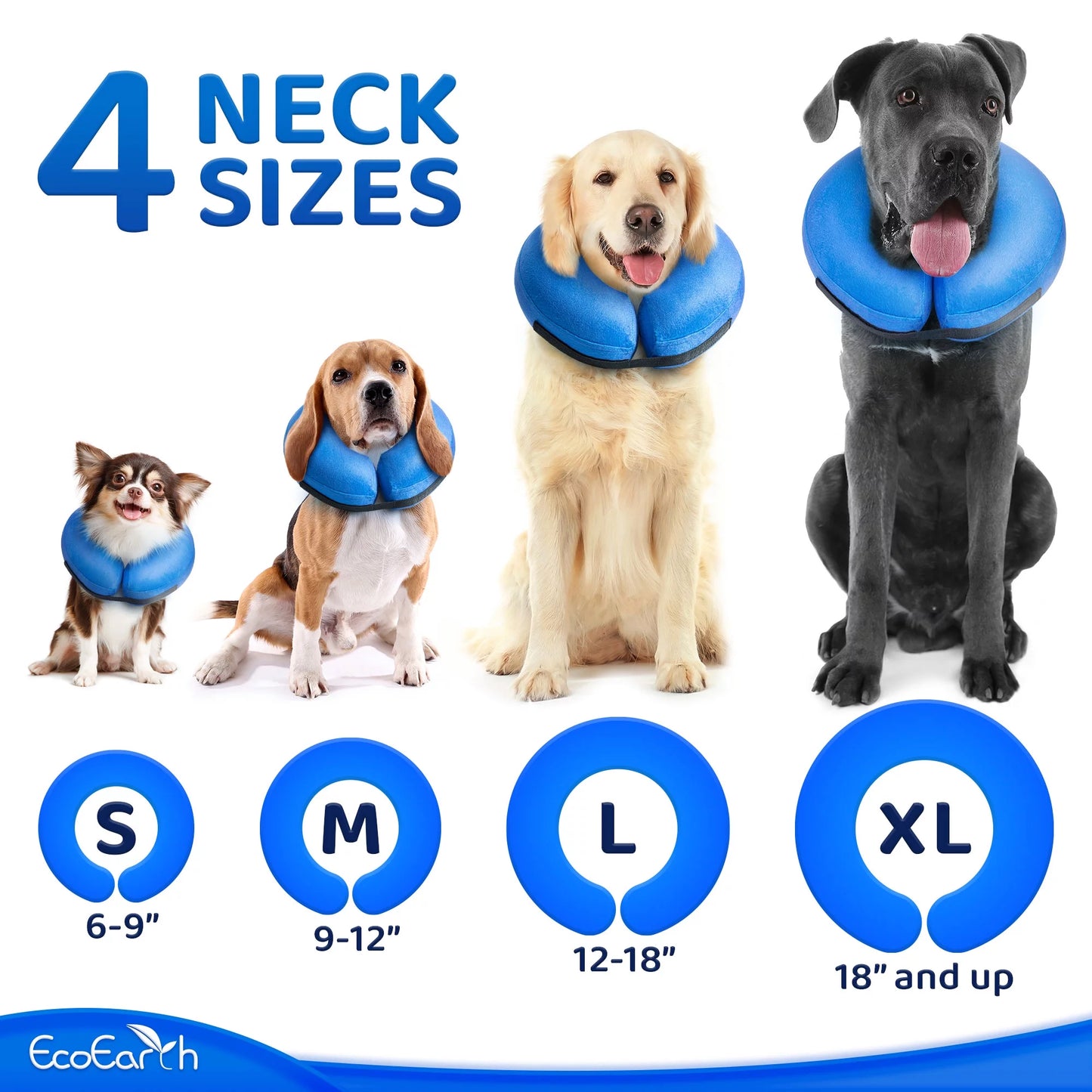 Medium Inflatable Dog Cone - Soft and Comfortable Protective Collar for Post-Surgery Wound Care in Cats and Dogs