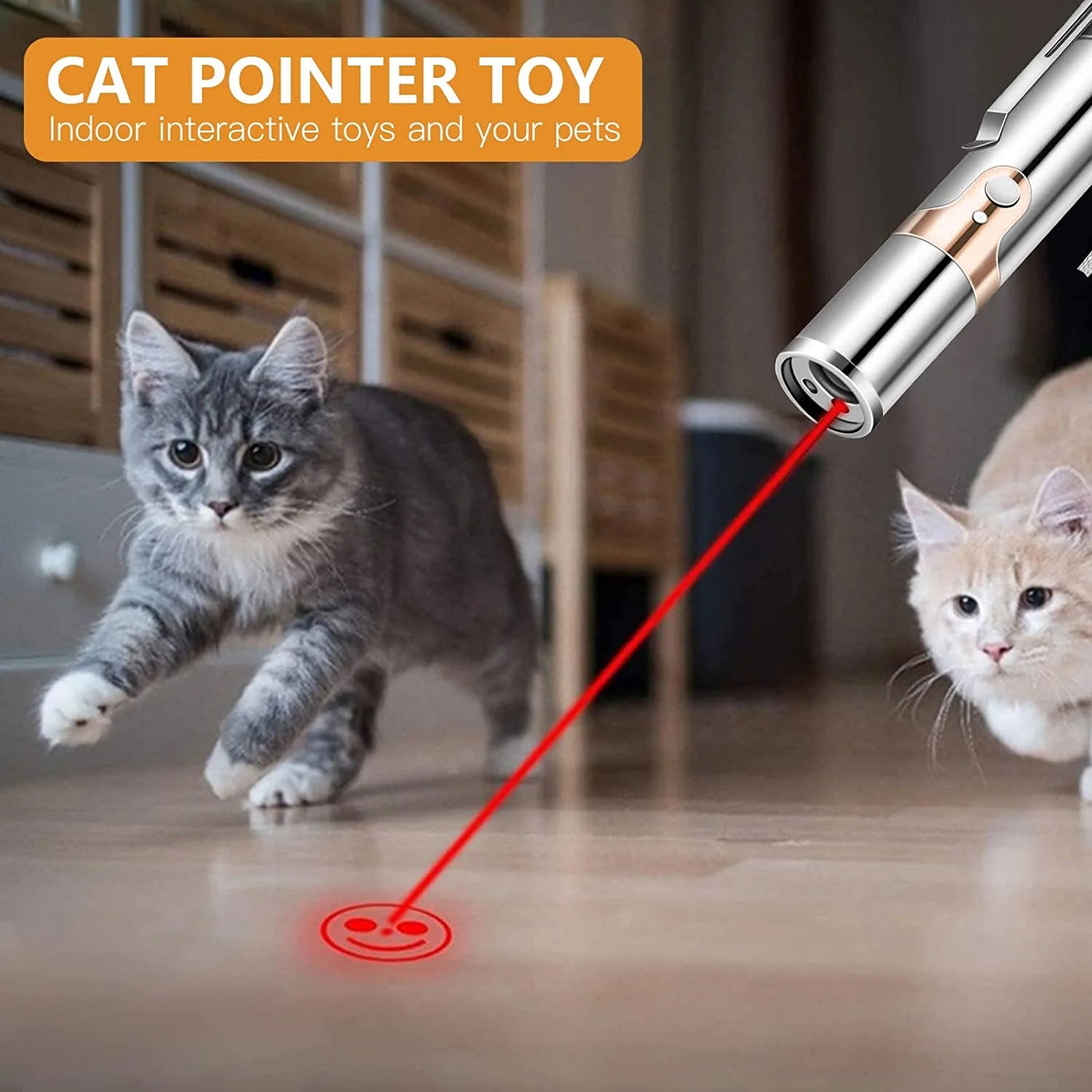 Rechargeable Interactive Cat Laser Pointer Toy with Mouse Toy - Silver