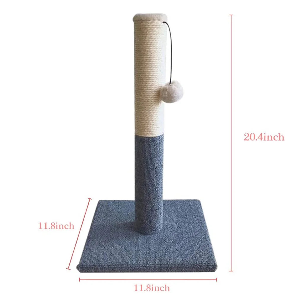 20-Inch Cat Scratching Post with Sisal Toy Board and Pad for Indoor Cats