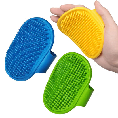 3-Pack Adjustable Pet Bath Brushes for Dogs and Cats - Soft Grooming and Washing Tools in Blue, Green, and Yellow