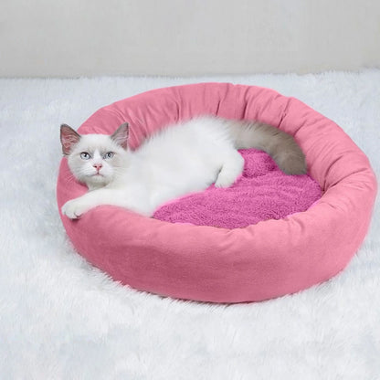Premium Calming Dog Bed with Pillow for Small to Medium Dogs and Cats, Round Cozy Cuddler Bed, Washable Plush Pet Mat for Puppy Comfort and Sleep