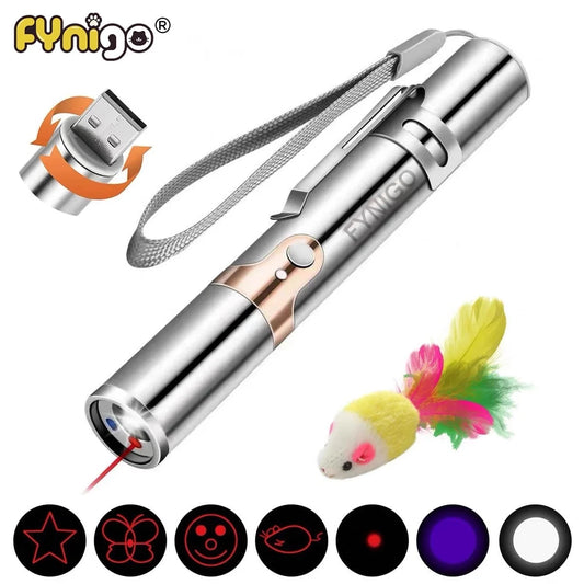 Rechargeable Interactive Cat Laser Pointer Toy with Mouse Toy - Silver