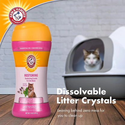 Deodorizing Cat Litter Crystals (2 Pack) with Clary Sage & Mint Scent, 15 Oz