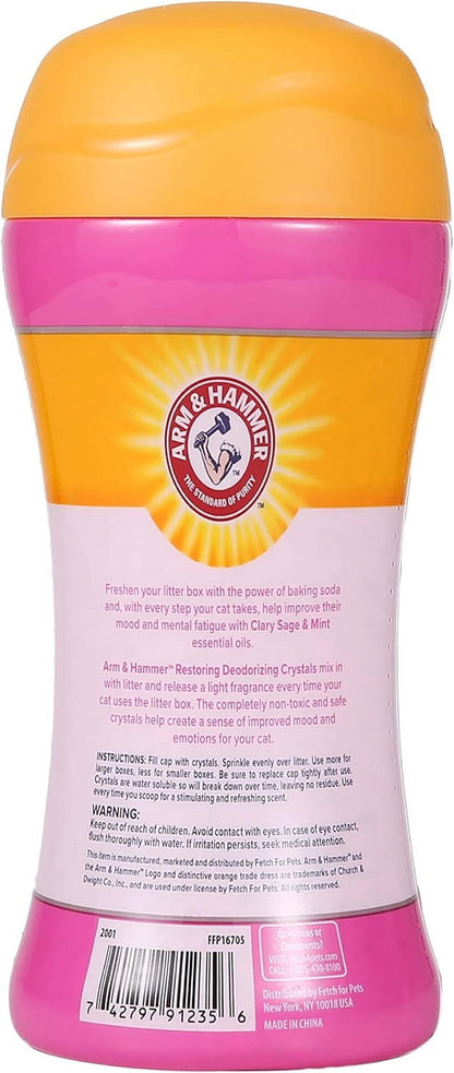 Deodorizing Cat Litter Crystals (2 Pack) with Clary Sage & Mint Scent, 15 Oz