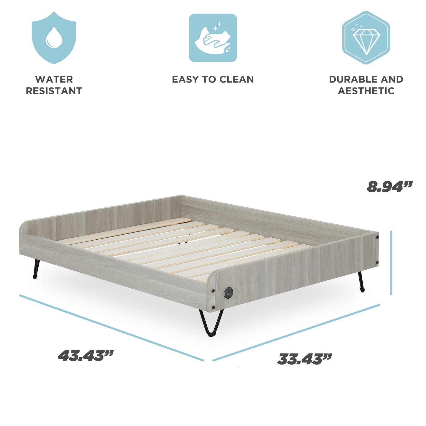 Asher Elevated Wooden Pet Bed with Mattress | Large to Extra Large | Greenguard Gold Certified