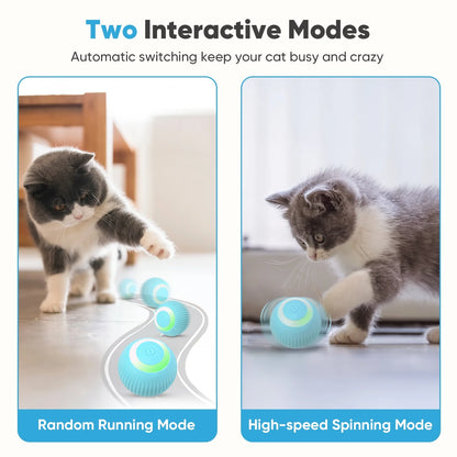 Automatic Rolling Interactive Cat Toy Ball - USB Rechargeable with LED Light for Indoor Use, Green