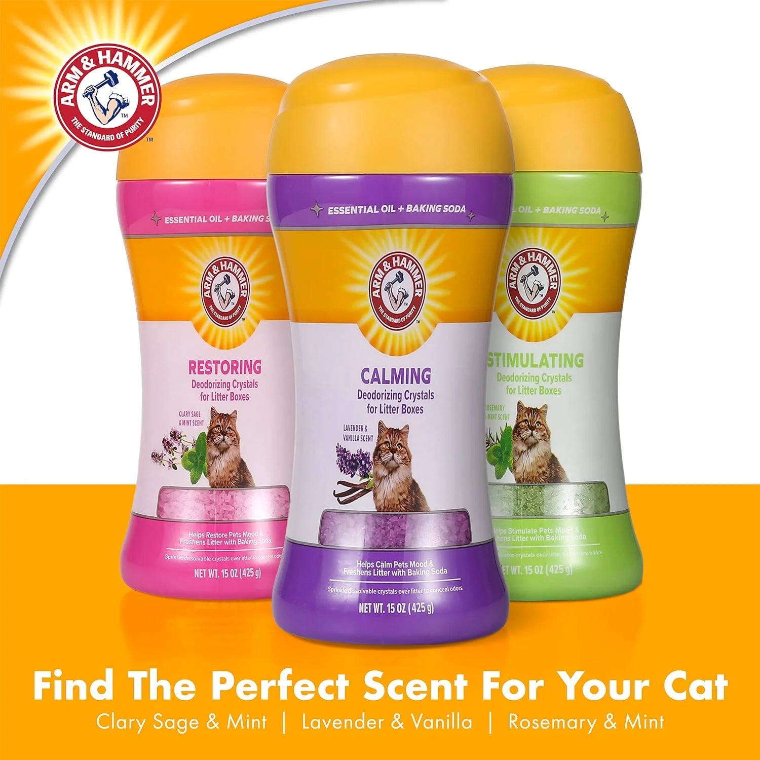 Deodorizing Cat Litter Crystals (2 Pack) with Clary Sage & Mint Scent, 15 Oz