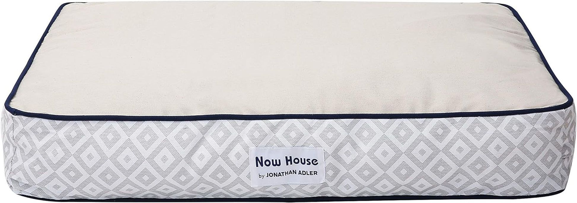Now House by Jonathan Adler Medium Washable Grey Diamond Cushion Dog Bed for Pets