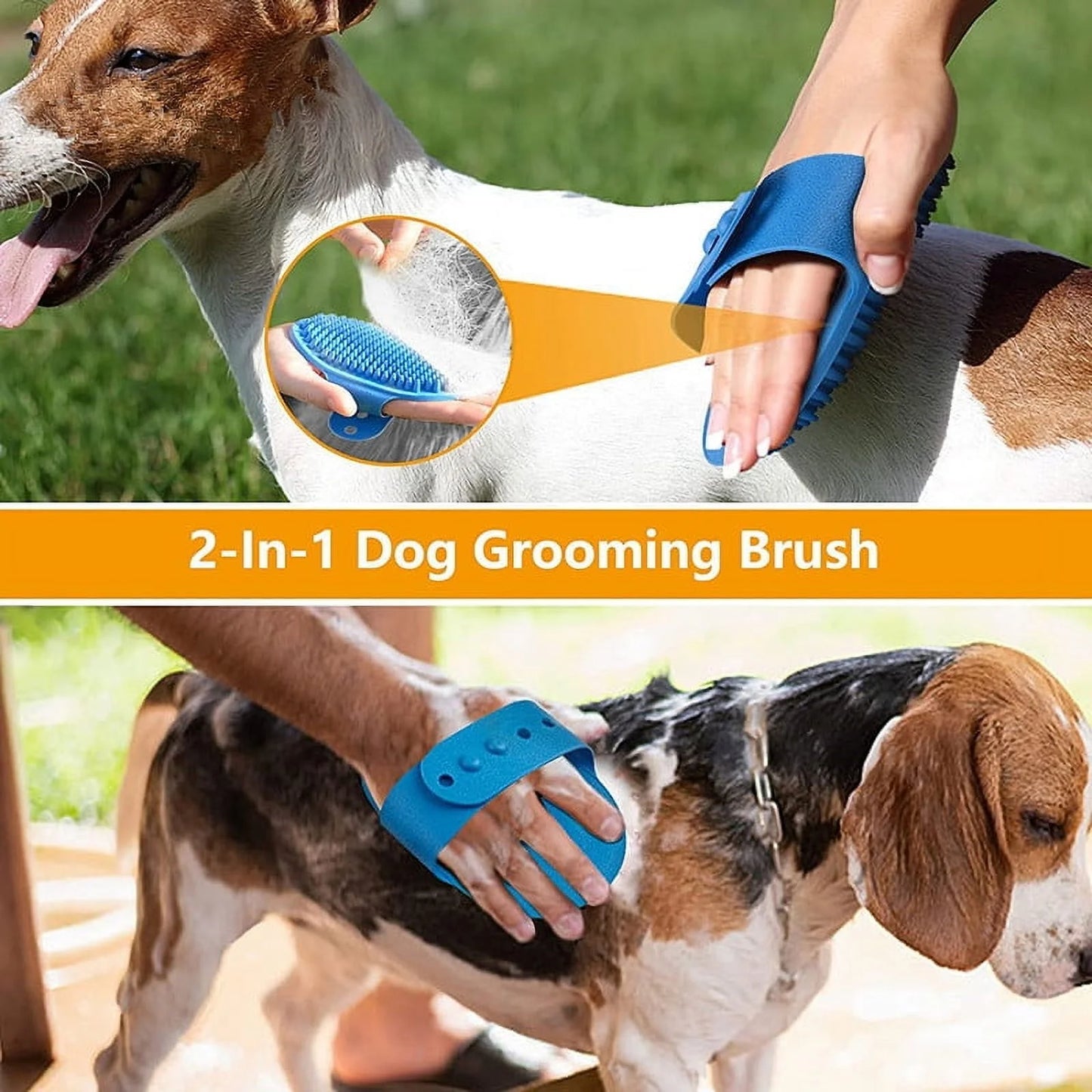3-Pack Adjustable Pet Bath Brushes for Dogs and Cats - Soft Grooming and Washing Tools in Blue, Green, and Yellow
