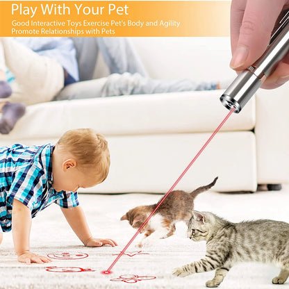 Rechargeable Interactive Cat Laser Pointer Toy with Mouse Toy - Silver