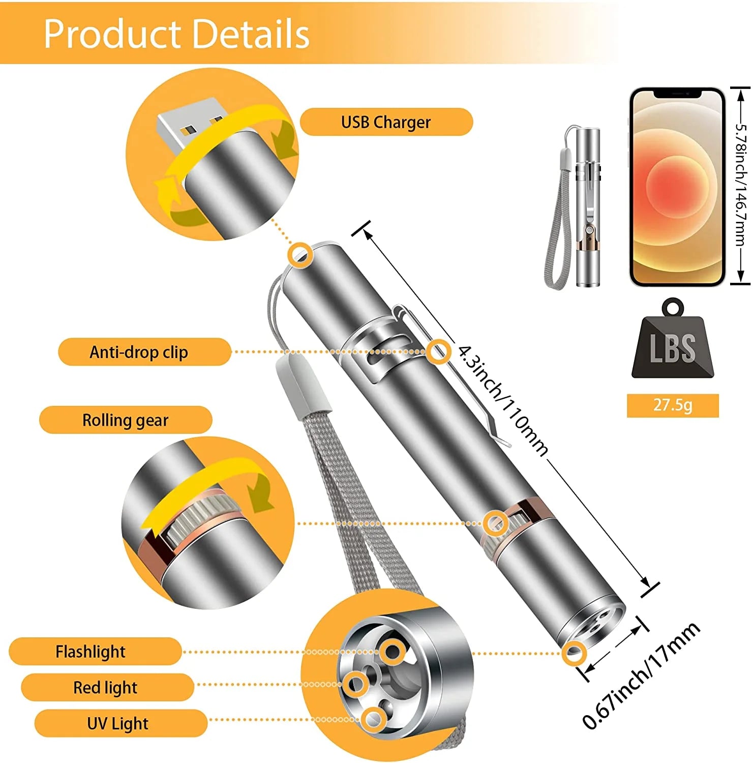 Rechargeable Interactive Cat Laser Pointer Toy with Mouse Toy - Silver