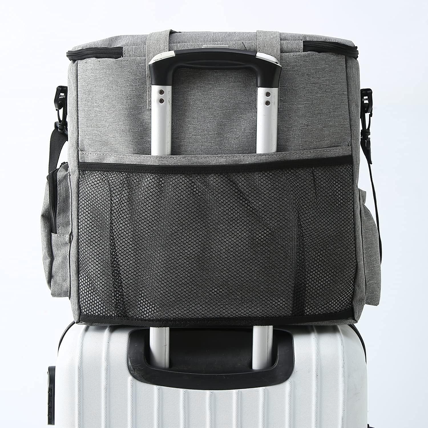 Airline-Approved Dog Travel Set: Includes Travel Bag, Two Food Storage Containers, and Two Collapsible Bowls (Grey)