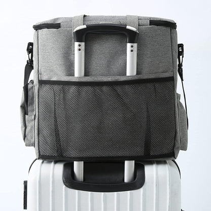 Airline-Approved Dog Travel Set: Includes Travel Bag, Two Food Storage Containers, and Two Collapsible Bowls (Grey)