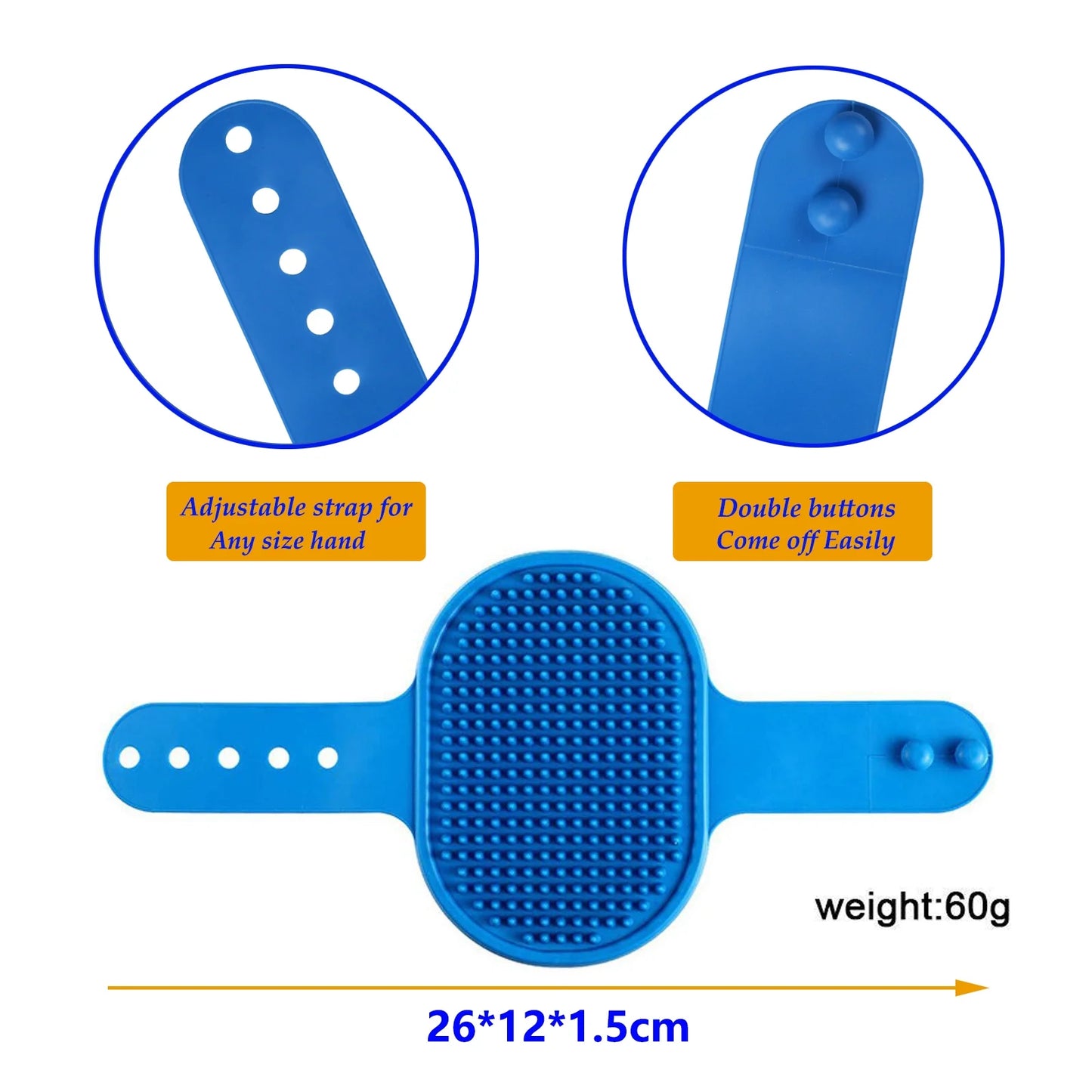 3-Pack Adjustable Pet Bath Brushes for Dogs and Cats - Soft Grooming and Washing Tools in Blue, Green, and Yellow