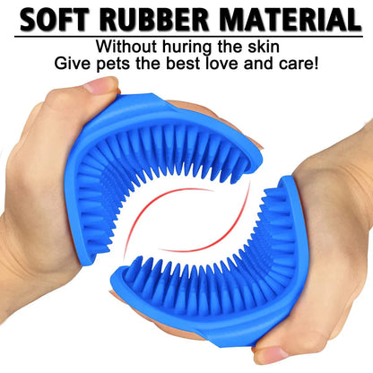 3-Pack Adjustable Pet Bath Brushes for Dogs and Cats - Soft Grooming and Washing Tools in Blue, Green, and Yellow