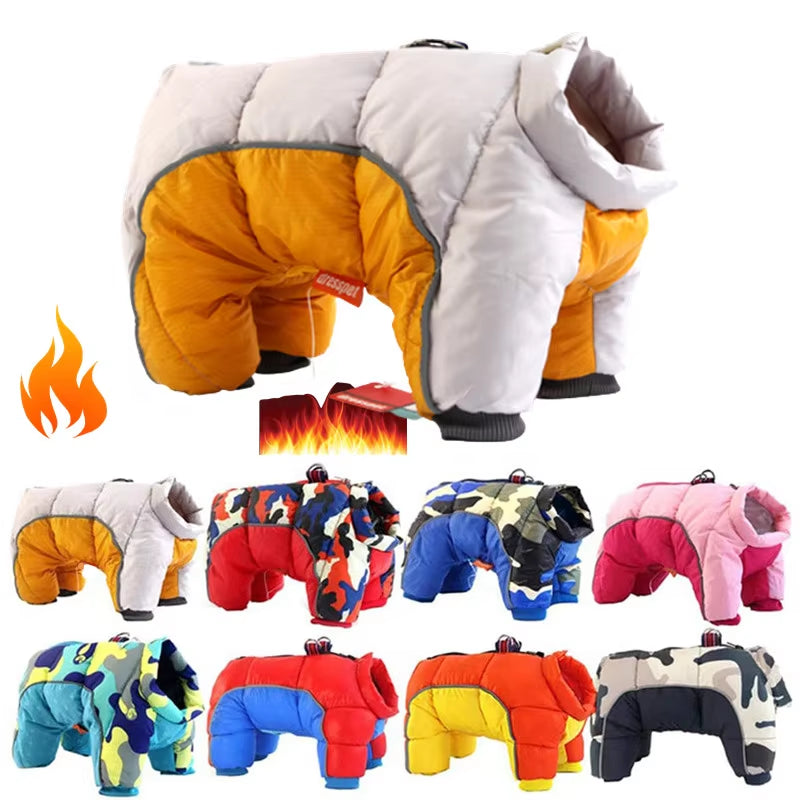 Premium Waterproof Winter Jacket for Small Dogs - Reflective Thick Cotton Snowsuit for French Bulldogs and Puppies