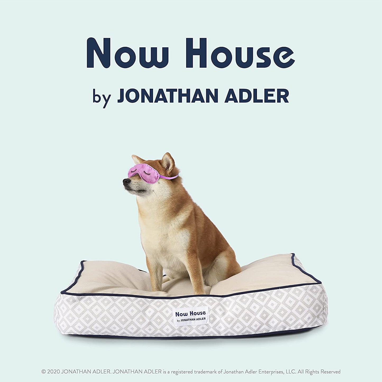 Now House by Jonathan Adler Medium Washable Grey Diamond Cushion Dog Bed for Pets