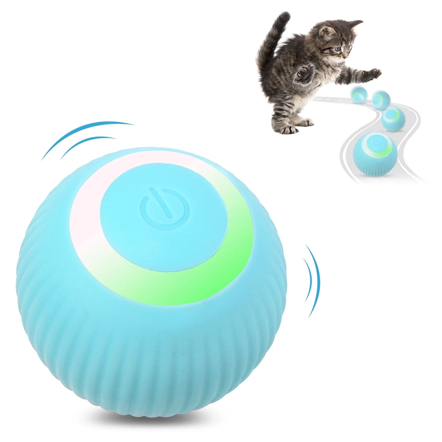 Automatic Rolling Interactive Cat Toy Ball - USB Rechargeable with LED Light for Indoor Use, Green