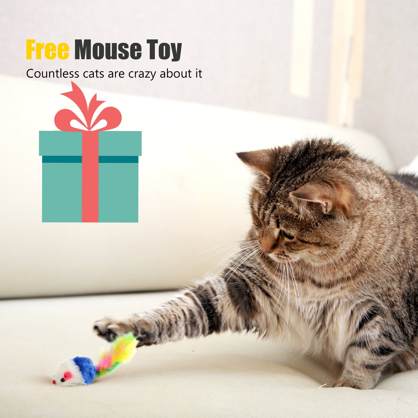 Rechargeable Interactive Cat Laser Pointer Toy with Mouse Toy - Silver