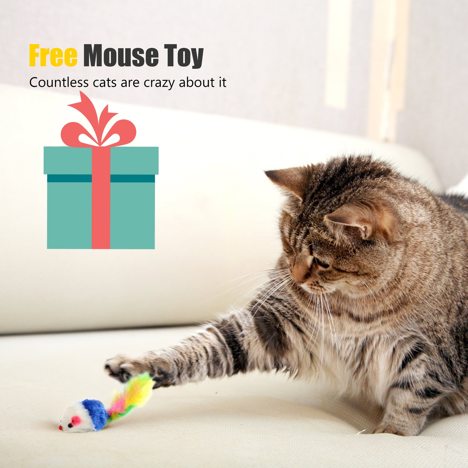 Rechargeable Interactive Cat Laser Pointer Toy with Mouse Toy - Silver
