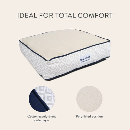 Now House by Jonathan Adler Medium Washable Grey Diamond Cushion Dog Bed for Pets