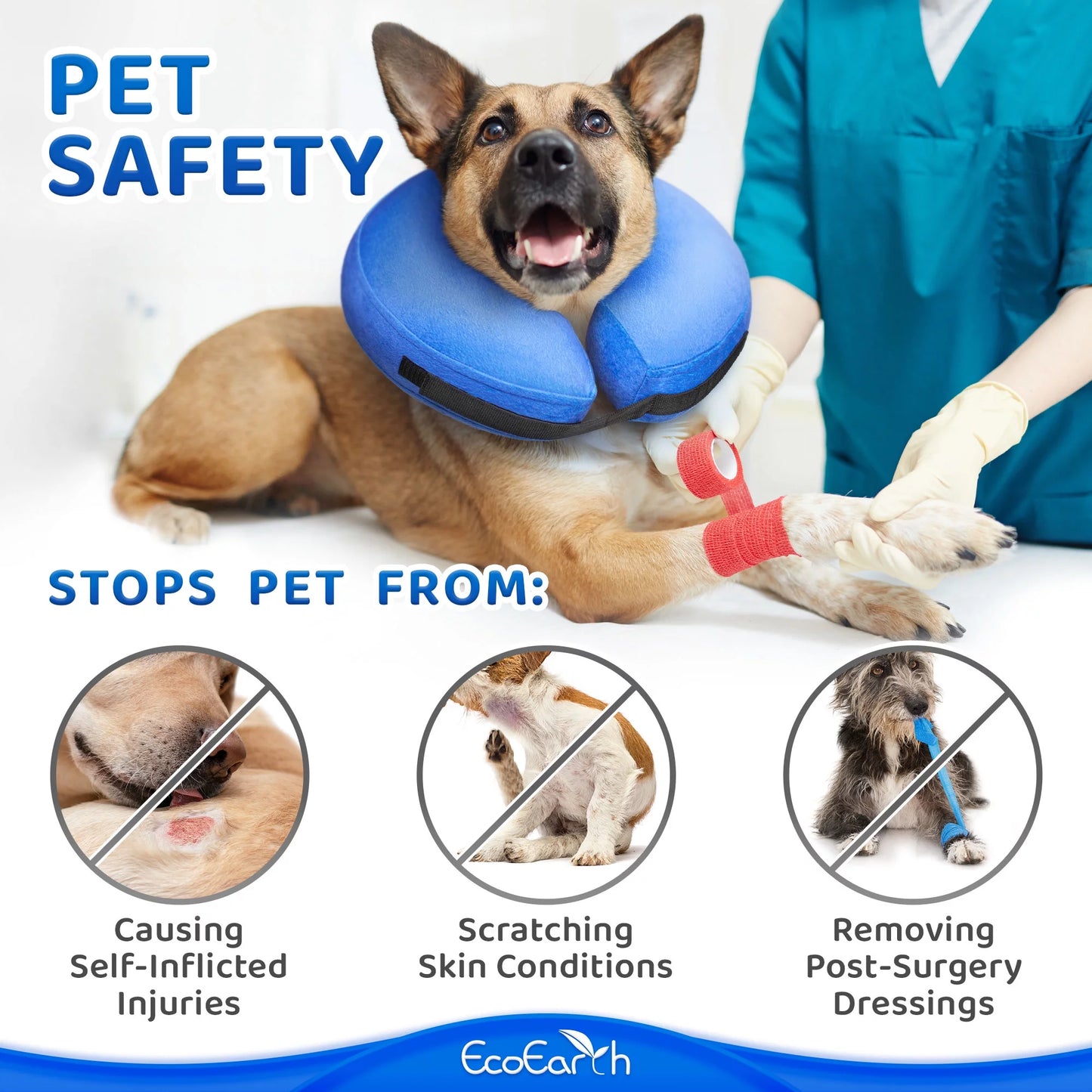 Medium Inflatable Dog Cone - Soft and Comfortable Protective Collar for Post-Surgery Wound Care in Cats and Dogs