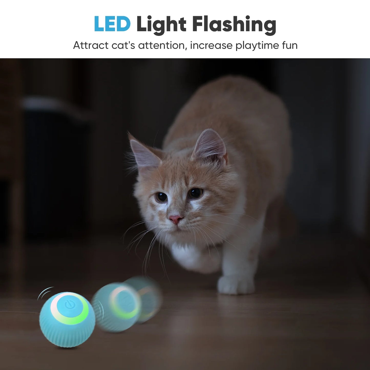 Automatic Rolling Interactive Cat Toy Ball - USB Rechargeable with LED Light for Indoor Use, Green