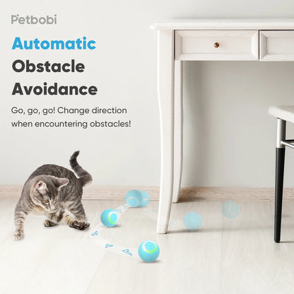 Automatic Rolling Interactive Cat Toy Ball - USB Rechargeable with LED Light for Indoor Use, Green