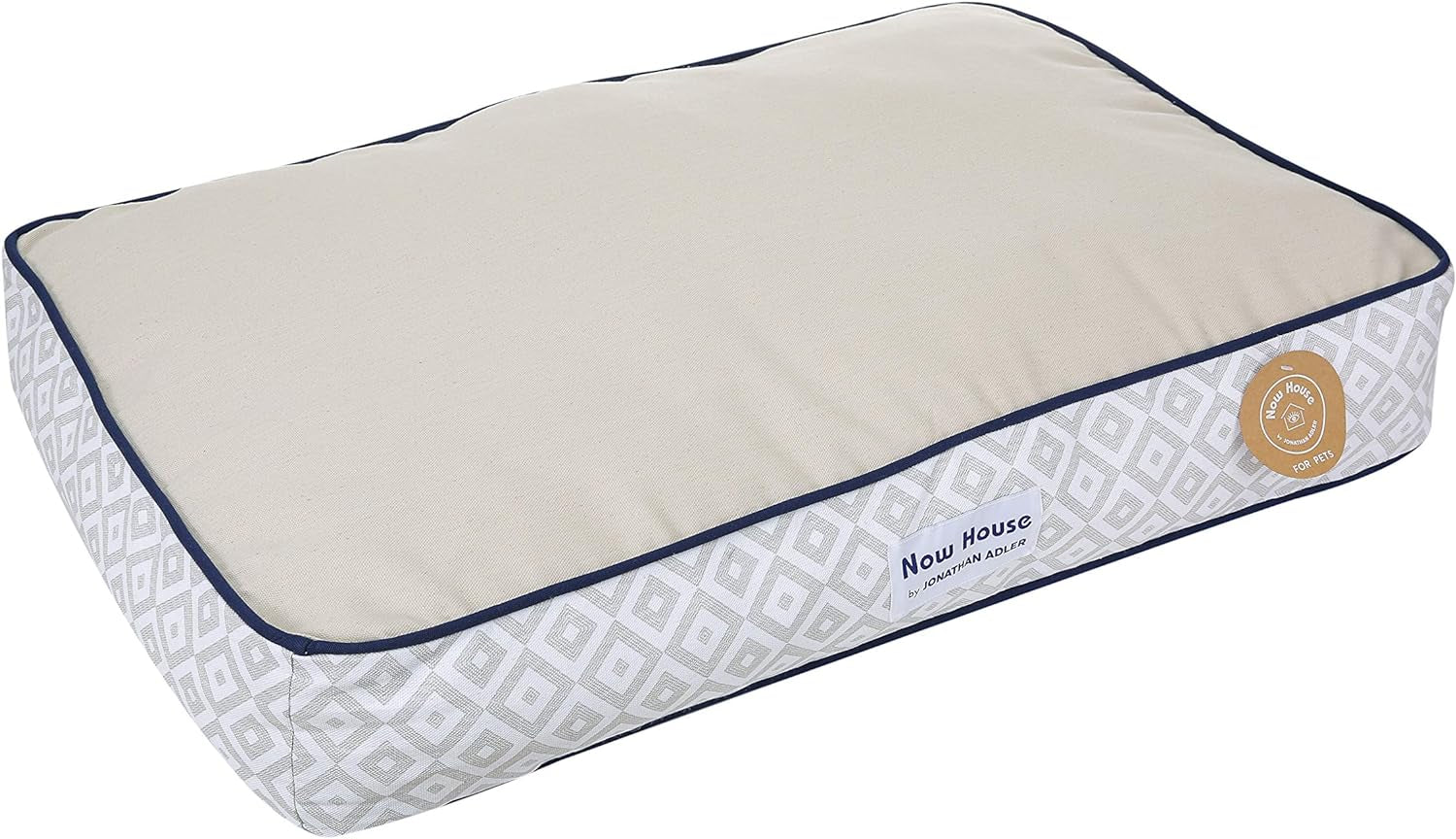 Now House by Jonathan Adler Medium Washable Grey Diamond Cushion Dog Bed for Pets