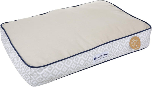 Now House by Jonathan Adler Medium Washable Grey Diamond Cushion Dog Bed for Pets